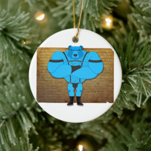 SlipperyJoe's gay muscle bear cartoon thong leathe Ceramic Tree Decoration