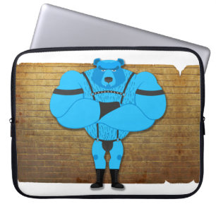 SlipperyJoe's gay muscle bear cartoon thong leathe Laptop Sleeve