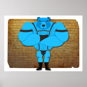 SlipperyJoe's gay muscle bear cartoon thong leathe Poster