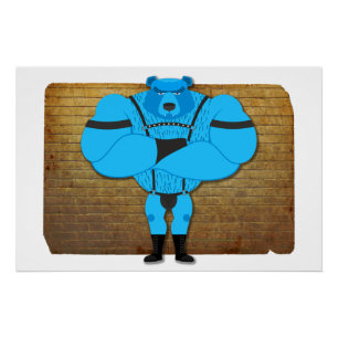SlipperyJoe's gay muscle bear cartoon thong leathe Poster