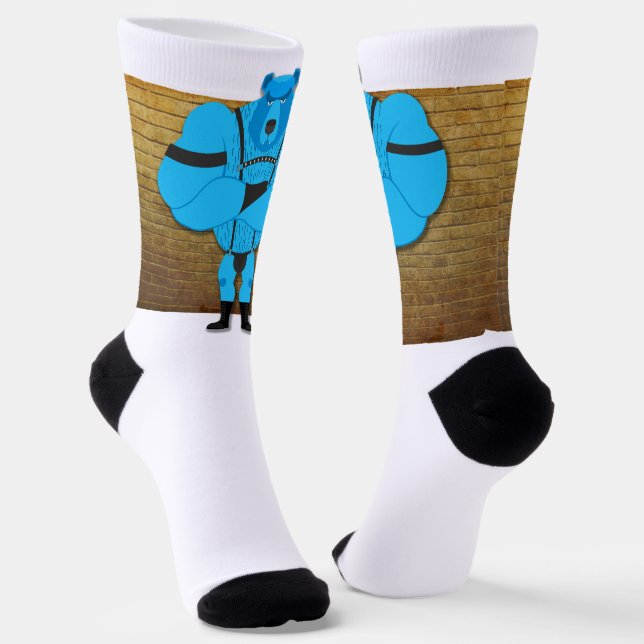 SlipperyJoe's gay muscle bear cartoon thong leathe Socks (Angled)