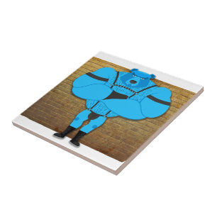 SlipperyJoe's gay muscle bear cartoon thong leathe Tile