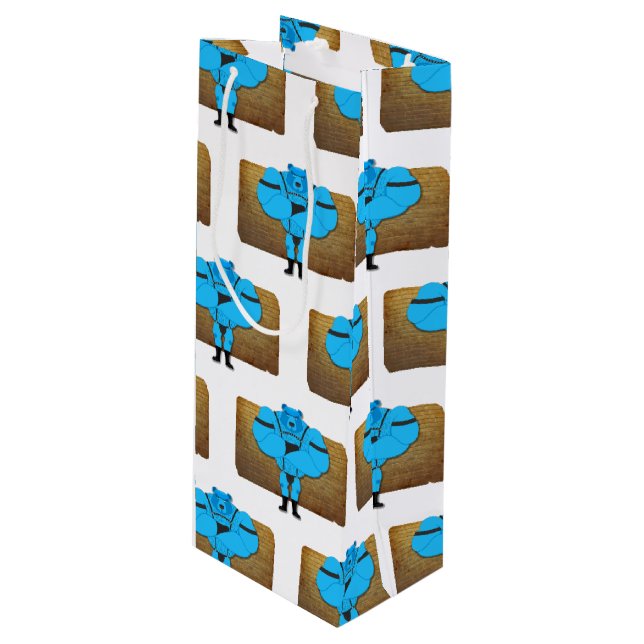 SlipperyJoe's gay muscle bear cartoon thong leathe Wine Gift Bag (Front Angled)