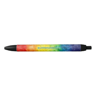 SlipperyJoe's gay pride flag rainbow colours tie-d Black Ink Pen
