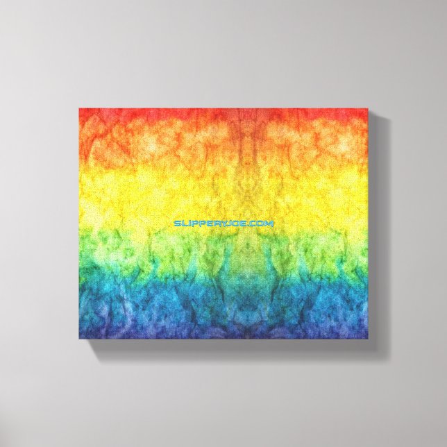 SlipperyJoe's gay pride flag rainbow colours tie-d Canvas Print (Front)