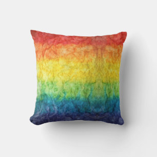 SlipperyJoe's gay pride flag rainbow colours tie-d Cushion