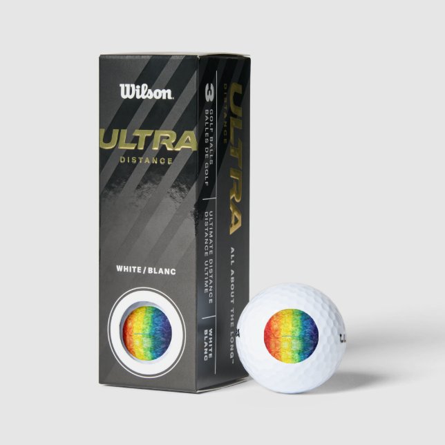 SlipperyJoe's gay pride flag rainbow colours tie-d Golf Balls (Packaging)