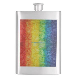 SlipperyJoe's gay pride flag rainbow colours tie-d Hip Flask