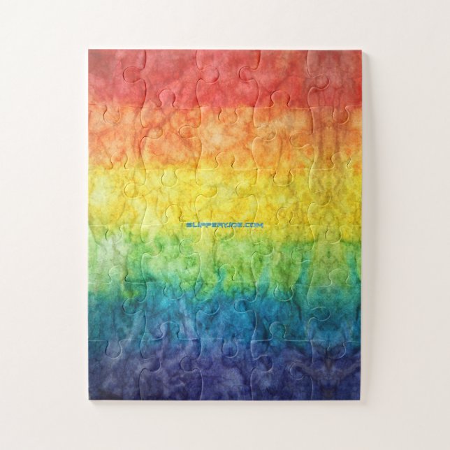 SlipperyJoe's gay pride flag rainbow colours tie-d Jigsaw Puzzle (Vertical)