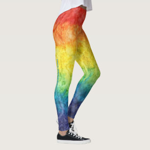 SlipperyJoe's gay pride flag rainbow colours tie-d Leggings