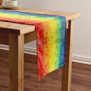 SlipperyJoe's gay pride flag rainbow colours tie-d Short Table Runner