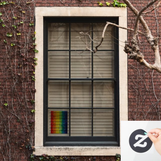 SlipperyJoe's gay pride flag rainbow colours tie-d Window Cling (Home Window)