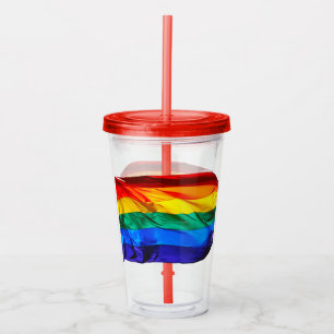SlipperyJoe's gay pride flag waving pride colours  Acrylic Tumbler