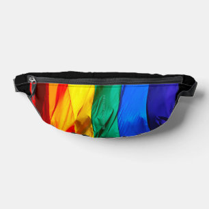 SlipperyJoe's gay pride flag waving pride colours  Bum Bags