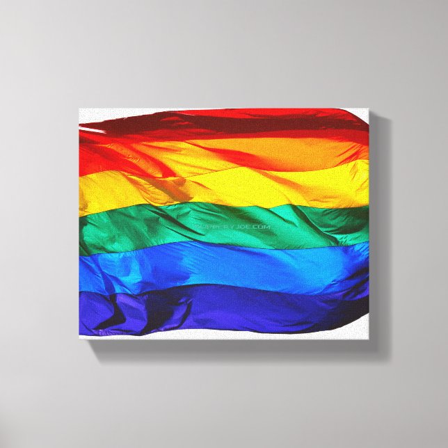SlipperyJoe's gay pride flag waving pride colours  Canvas Print (Front)
