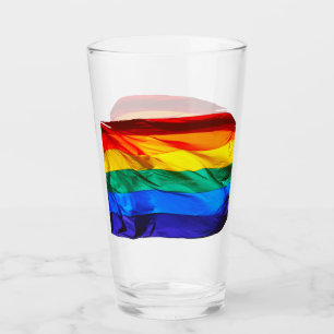 SlipperyJoe's gay pride flag waving pride colours  Glass