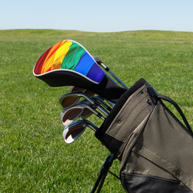 SlipperyJoe's gay pride flag waving pride colours  Golf Head Cover (In Situ)