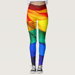 SlipperyJoe's gay pride flag waving pride colours  Leggings