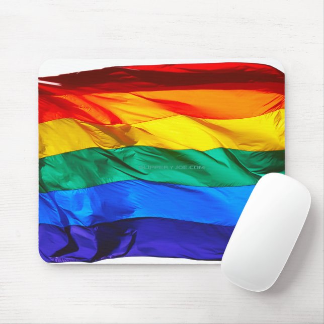 SlipperyJoe's gay pride flag waving pride colours  Mouse Mat (With Mouse)