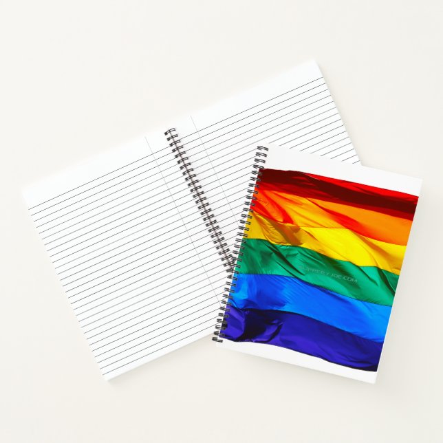 SlipperyJoe's gay pride flag waving pride colours  Notebook (Inside)