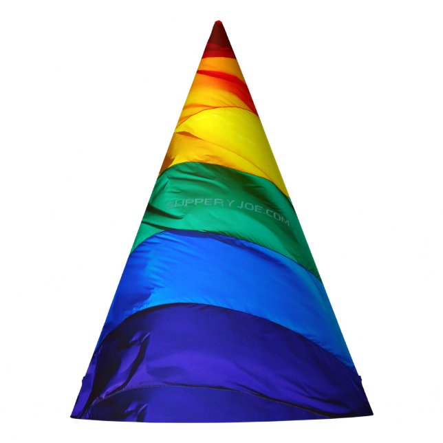 SlipperyJoe's gay pride flag waving pride colours  Party Hat (Front)