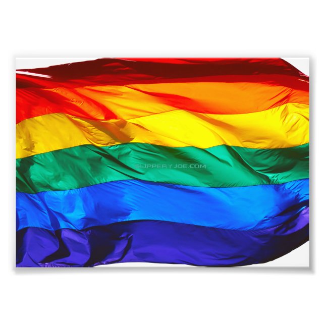 SlipperyJoe's gay pride flag waving pride colours  Photo Print (Front)