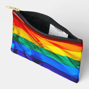 SlipperyJoe's gay pride flag waving red orange yel Accessory Pouch
