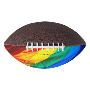 SlipperyJoe's gay pride flag waving red orange yel American Football