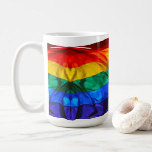 SlipperyJoe's gay pride flag waving red orange yel Coffee Mug