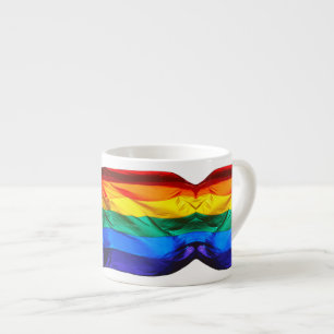 SlipperyJoe's gay pride flag waving red orange yel Espresso Cup