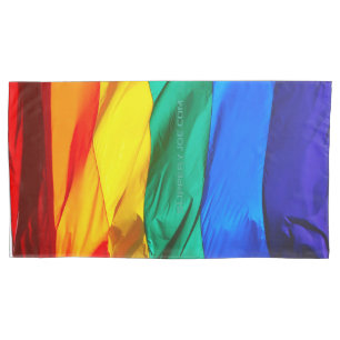 SlipperyJoe's gay pride flag waving red orange yel Pillowcase