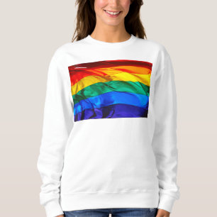 SlipperyJoe's gay pride flag waving red orange yel Sweatshirt