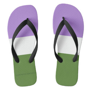 SlipperyJoe's Genderqueer Pride Flag colours Non-b Flip Flops