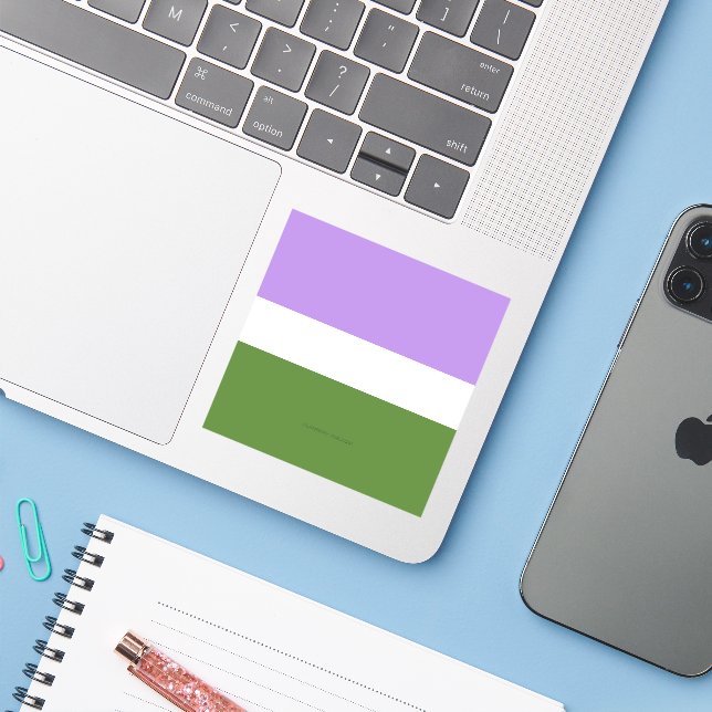 SlipperyJoe's genderqueer pride flag lavender blen (Laptop w/ iPhone)