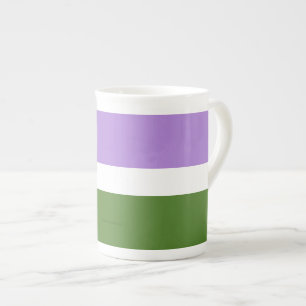 SlipperyJoe's genderqueer pride flag lavender blen Bone China Mug