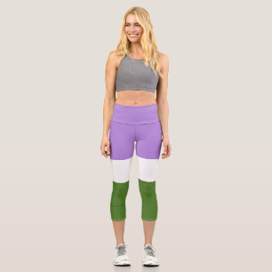 SlipperyJoe's genderqueer pride flag lavender blen Capri Leggings