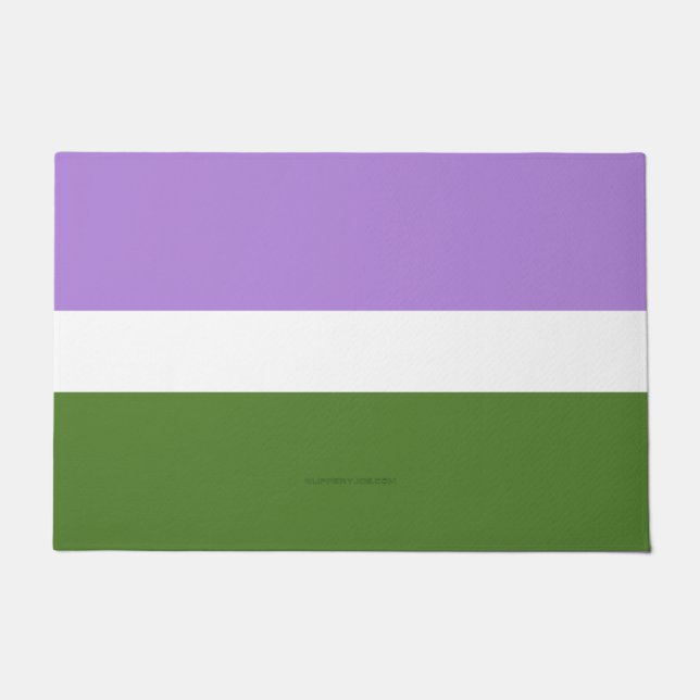 SlipperyJoe's genderqueer pride flag lavender blen Doormat (Front)