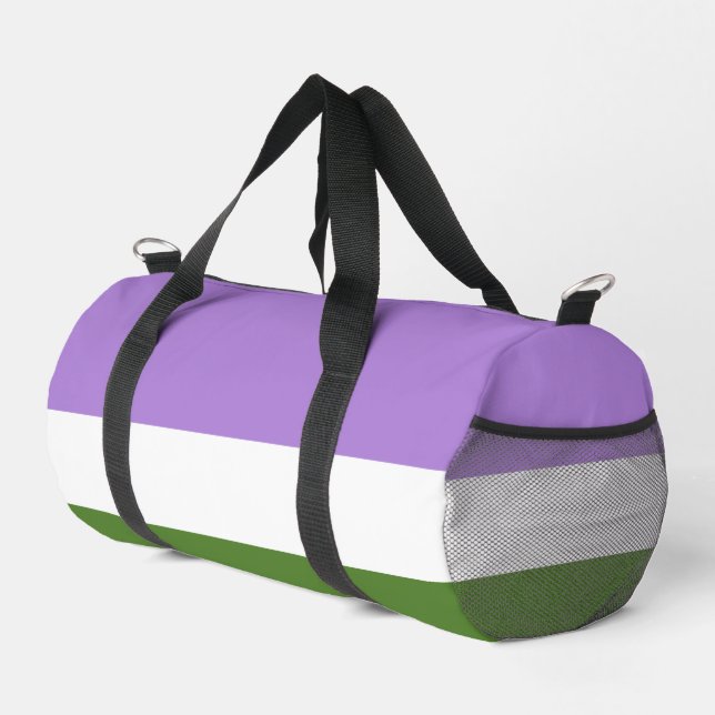 SlipperyJoe's genderqueer pride flag lavender blen Duffle Bag (Right Corner)