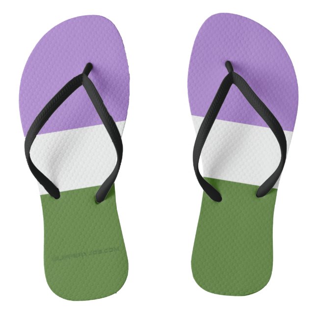 SlipperyJoe's genderqueer pride flag lavender blen Flip Flops (Footbed)