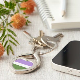 SlipperyJoe's genderqueer pride flag lavender blen Key Ring