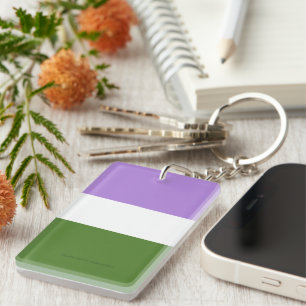 SlipperyJoe's genderqueer pride flag lavender blen Key Ring
