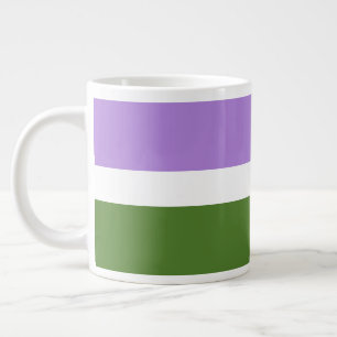SlipperyJoe's genderqueer pride flag lavender blen Large Coffee Mug