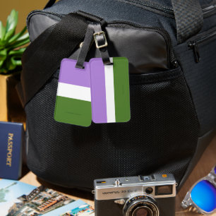 SlipperyJoe's genderqueer pride flag lavender blen Luggage Tag