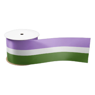 SlipperyJoe's genderqueer pride flag lavender blen Satin Ribbon