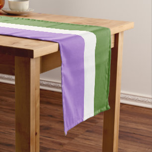 SlipperyJoe's genderqueer pride flag lavender blen Short Table Runner