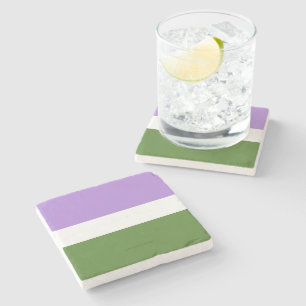 SlipperyJoe's genderqueer pride flag lavender blen Stone Coaster