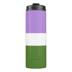 SlipperyJoe's genderqueer pride flag lavender blen Thermal Tumbler