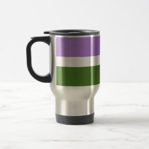 SlipperyJoe's genderqueer pride flag lavender blen Travel Mug