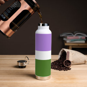 SlipperyJoe's genderqueer pride flag lavender blen Water Bottle