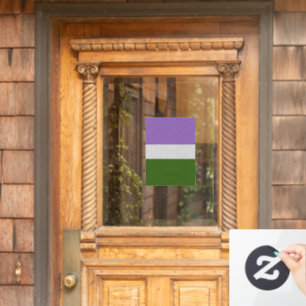 SlipperyJoe's genderqueer pride flag lavender blen Window Cling